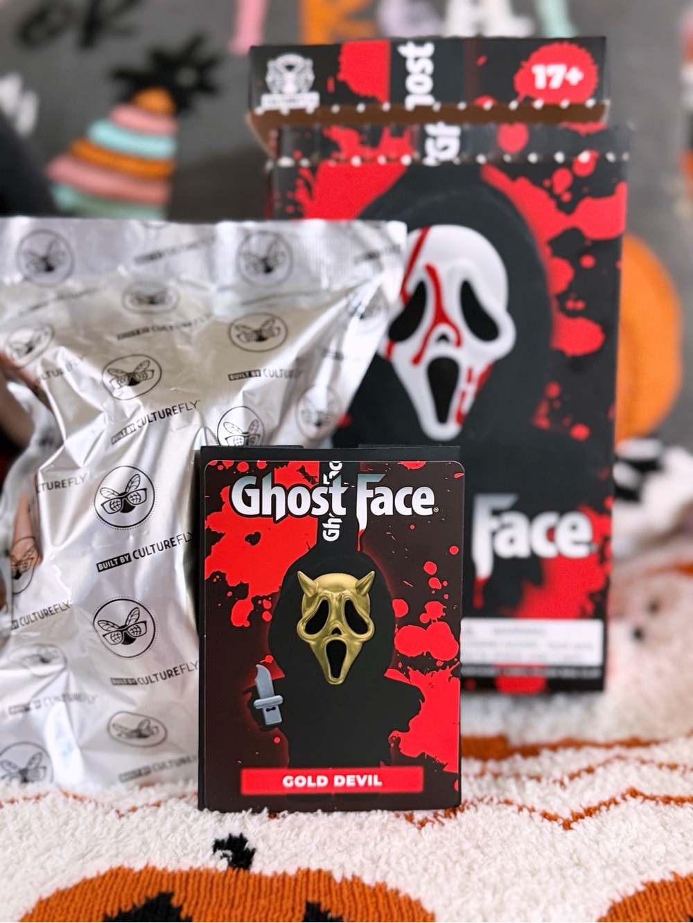 VIRAL Ghost Face Mystery Vinyl Plush Bag Clip Blind Box- GOLD DEVIL